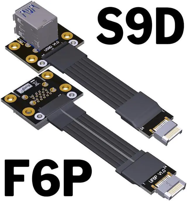 Main image of Dual USB-A 3.0 Female Socket to Type-E Key-B Internal 20P Male Adapter Cable Type-c Front Panel Key-B USB Extension Cable(F6P-S9D)(25cm)
