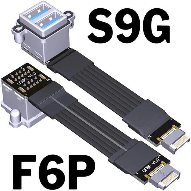 Main image of Dual USB-A 3.0 Female Socket to Type-E Key-B Internal 20P Male Adapter Cable Type-c Front Panel Key-B USB Extension Cable(F6P-S9G)(30cm)