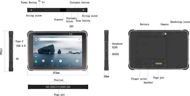 Alt view image 6 of 7 - Sincoole 10.1 Inch Rugged Tablet Android 11 with 4G RAM 64G ROM, 4G LTE WiFi Bluetooth GPS NFC, Sunlight-Readable Display, Hot-Swappable Battery, Industrial Portable DVD Player