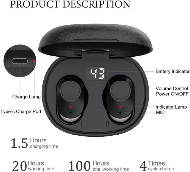 Alt view image 5 of 6 - Hearing Amplifier Aid Rechargeable Digital Simulation Personal Sound Amplifier Devices ITE for Seniors,Inner-Ear Hearing aid,2-Pack + Charging Box (Black)