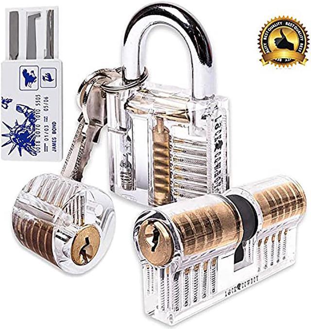 Alt view image 2 of 7 - 30 In 1 Stainless Steel Removal Lock Tool Set Puzzle Gift Kits Transparent Cutaway Inside View Of Practice Padlock Locksmith Training Skill Tension Wrenchs Crochet Hoo Storage Bag