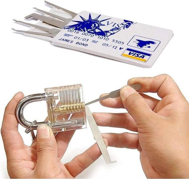 Alt view image 3 of 7 - 30 In 1 Stainless Steel Removal Lock Tool Set Puzzle Gift Kits Transparent Cutaway Inside View Of Practice Padlock Locksmith Training Skill Tension Wrenchs Crochet Hoo Storage Bag