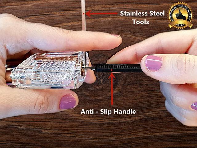 Alt view image 4 of 7 - 30 In 1 Stainless Steel Removal Lock Tool Set Puzzle Gift Kits Transparent Cutaway Inside View Of Practice Padlock Locksmith Training Skill Tension Wrenchs Crochet Hoo Storage Bag