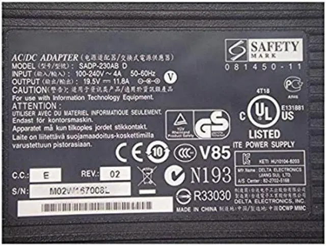 Alt view image 4 of 4 - New 19.5V 11.8A 230W 7.4 X 5.0mm Laptop Charger AC Power Adapter ADP-230EB T ADP-230CB B Compatible with MSI GT72 WT72 MS-1781GT80 MS-1812 Gaming Laptop PC