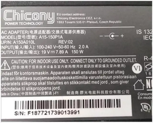 Alt view image 2 of 2 - Chicony A15-150P1A 19V 7.89A 150W A150A010L AC Adapter For CLEVO W650KK1 P955EP6 P950HP6 Laptop Power Supply Charger