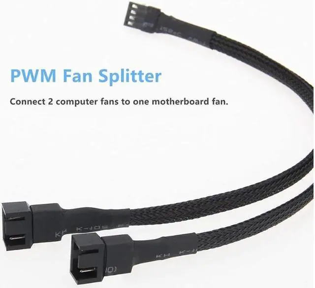 Alt view image 4 of 7 - Fan Splitter, 3 Pack 4 Pin PWM Fan Splitter Cable 2 Way Sleeved Braided Extension Power Cable 1 to 2 Converter for PC Matherboard, Desktop Computer CPU Fan 10.6 inches