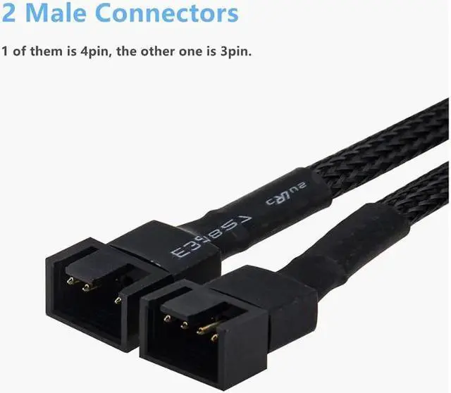 Alt view image 7 of 7 - Fan Splitter, 3 Pack 4 Pin PWM Fan Splitter Cable 2 Way Sleeved Braided Extension Power Cable 1 to 2 Converter for PC Matherboard, Desktop Computer CPU Fan 10.6 inches