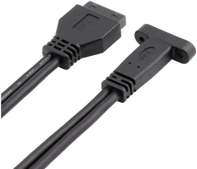 Alt view image 3 of 6 - Desktop 20 Pin Header Female to USB-C Cable with PCIe profile bracket 19Pin to USB Type-C Adapter Cable 50cm