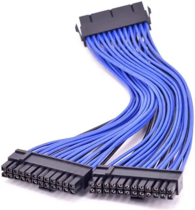 Alt view image 2 of 2 - 24Pin 1 to 2 Power Supply Extension Cable ATX 24 Pin Male to Female Power Port Cable 20+4 Pin Desktop Internal PSU cable