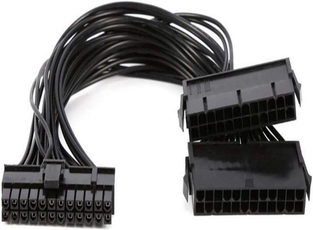 Main image of Dual PSU Power Supply Extension Cable for ATX Motherboard,Full Copper 24pin Chassis Power Start line,24 pin to 24(20+4) pin, 1ft/30cm