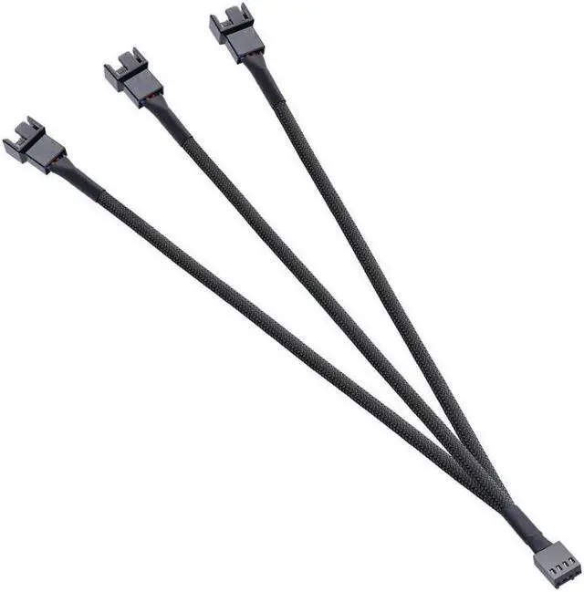 Alt view image 3 of 5 - 3 Pack PWM Fan Splitter Adapter Cable Sleeved Braided Y Splitter Computer PC 4 Pin Fan Extension Power Cable 1 to 3 Converter for Computer ATX Case 4-Pin/3-Pin Cooling Fan Cable -10.5 inch