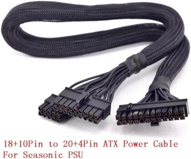 Main image of PSU Modular 18+10pin to 24Pin 20+4Pin ATX Power Supply Cable with Net for Seasonic KM3 Series X-750 X-850 SS-1050XP3 M12II Evo Series 520 620 650 750 850 Snow Silent 750 1050 FOCUS PLUS Gold