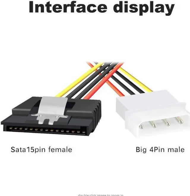 Alt view image 2 of 6 - SATA to Molex Adapter 3 Pack 4Pin Molex to SATA Power Cable SATA 15 Pin Female to Molex 4 Pin Male Power Cable Adapter 8-inch