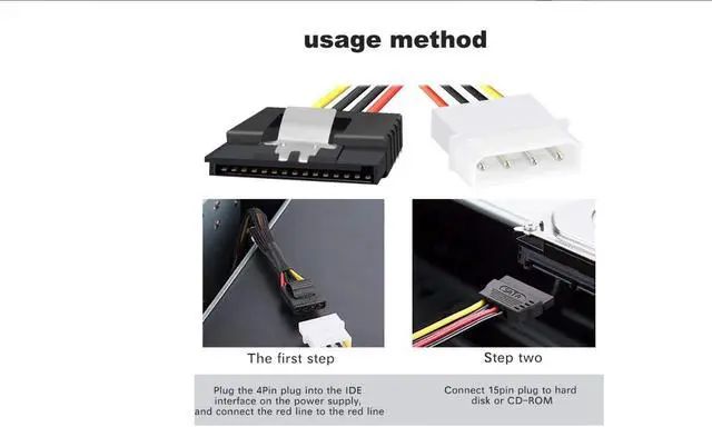 Alt view image 4 of 6 - SATA to Molex Adapter 3 Pack 4Pin Molex to SATA Power Cable SATA 15 Pin Female to Molex 4 Pin Male Power Cable Adapter 8-inch