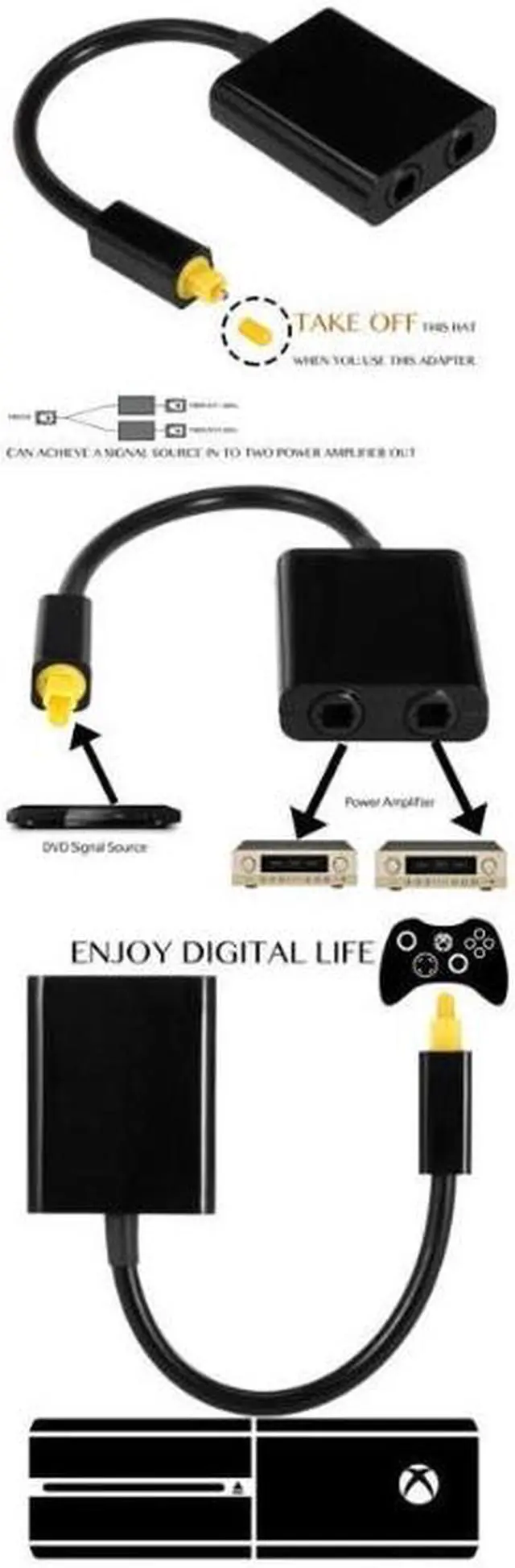 Alt view image 4 of 4 - 1 to 2 Toslink Fiber Digital Optical Audio Splitter Adapter