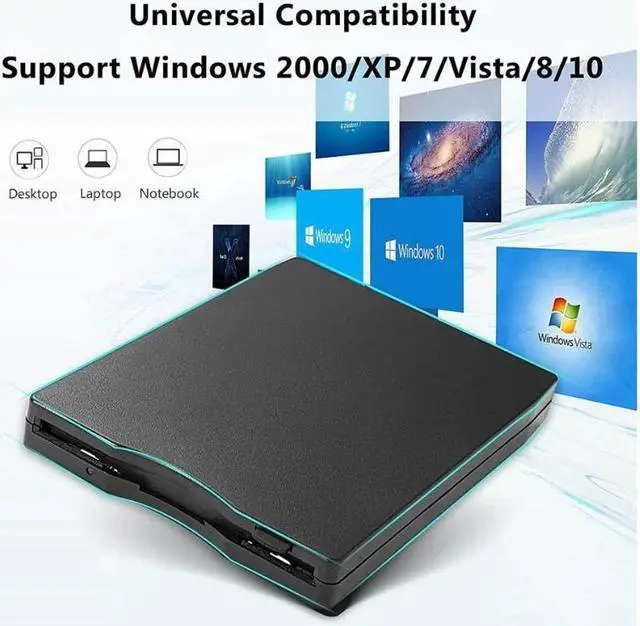 Alt view image 3 of 7 - 3.5" USB External Floppy Disk Drive, 3.5-inch Portable 1.44MB FDD Diskette Drive for Windows 2000/XP/Vista/7/8, Plug and Play Floppy Disk Reader Adapter for PC Laptop Desktop Computer Notebook