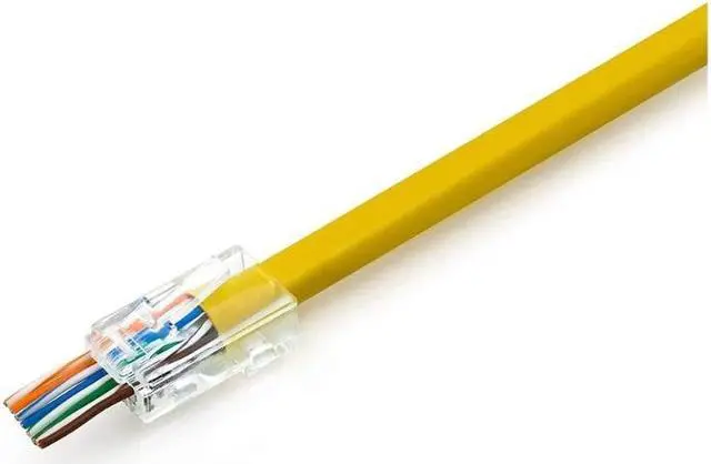 Alt view image 7 of 7 - RJ45 Cat6 Pass Through Connectors Pack of 100 | EZ Crimp Connector UTP Network Plug for Unshielded Twisted Pair Solid Wire & Standard Cables | Transparent Passthrough Ethernet Insert