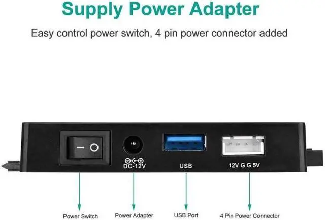 Alt view image 4 of 7 - USB 3.0 to IDE SATA Adapter USB 3.0 to Hard Drive Converter Cable with Power Switch for 2.5" 3.5" SATA IDE SSD Hard Drive Disks Support 4TB Include 12V 2APower Adapter & USB 3.0 Cable