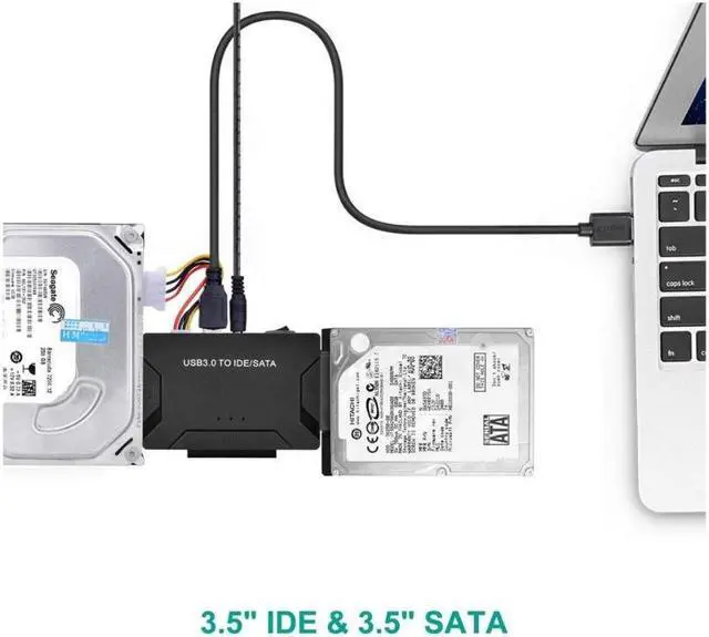 Alt view image 6 of 7 - USB 3.0 to IDE SATA Adapter USB 3.0 to Hard Drive Converter Cable with Power Switch for 2.5" 3.5" SATA IDE SSD Hard Drive Disks Support 4TB Include 12V 2APower Adapter & USB 3.0 Cable