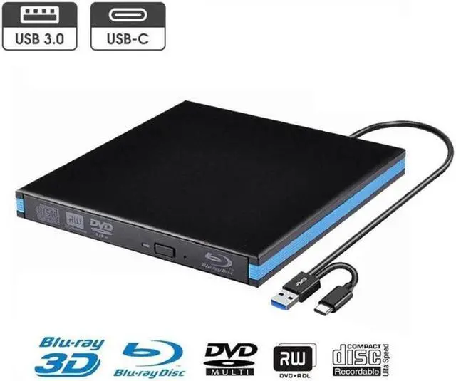 Main image of External Blu-ray Drive DVD / BD Player Read/Write Portable Blu-ray Drive USB 3.0 and Type-C DVD Burner Ultra HD Blu-ray Drive Compatible with Windows XP 7 8 10 11,Mac OS,Linus Laptop Desktop