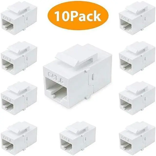 Main image of Female to Female Cat6 Keystone RJ45 Couplers 10 Pack White