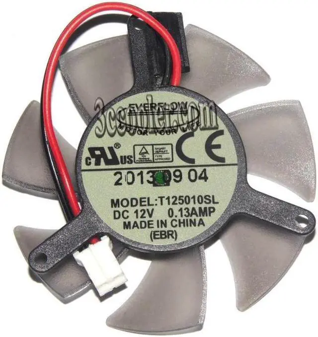 Main image of EVERFLOW T125010SL GV-N620D3-1GL 12V 0.13A 2 wires 2 pins vga fan graphics card cooler