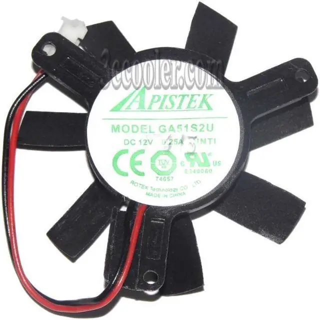 Main image of Apistek GA51S2U -NNT1 12V 0.25A 2 Wires 2 Pins Graphic card fan video card cooler vga card fan