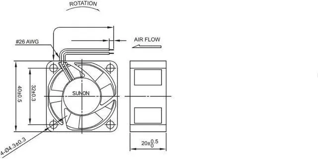 Alt view image 3 of 3 - SUNON HA40201V4-000U-999 4cm Super-silent Fan Magnetic Bearing 4020 2-wire 2-pin cooling fan