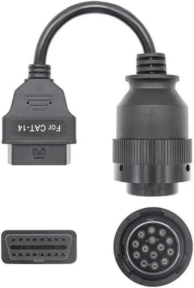 Alt view image 3 of 6 - For Cat Truck 14pin OBD To OBD2 16Pin OBD 2 Extension Cable For Cat Truck OBD2 Connector Truck Diagnostic Scanner Tool