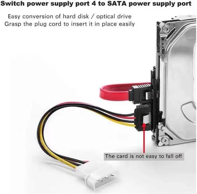 Alt view image 3 of 3 - SATA to Molex Adapter 3 Pack 4Pin Molex to SATA Power Cable SATA 15 Pin Female to Molex 4 Pin Male Power Cable Adapter 8-inch