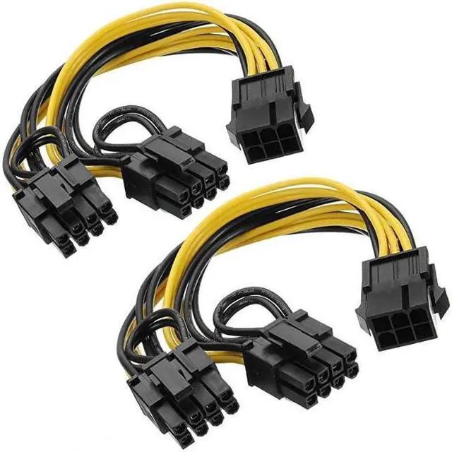 Alt view image 2 of 3 - 6 Pin to Dual PCIe 8 Pin 6+2 Graphics Card PCI Express Power Adapter GPU VGA YSplitter Extension Cable Mining Video Card Power Cable 9 inches 2 Pack