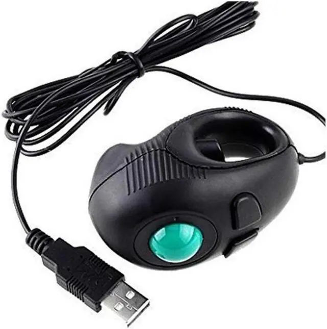 Main image of Ergonomic Handheld Trackball Mouse Wired Mini USB Portable Finger Travel Computer Right Left Handed Mice for PC Laptop Mac Window OS Linux Unix