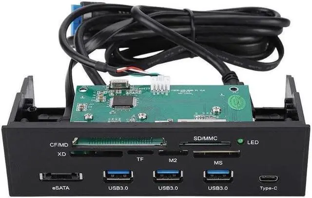Alt view image 2 of 5 - Internal Card Reader Dashboard, 5.25 inches Multifunction PC Front Panel Support USB 3.1/3.0 Port SD/MS/XD/M2/MSO
