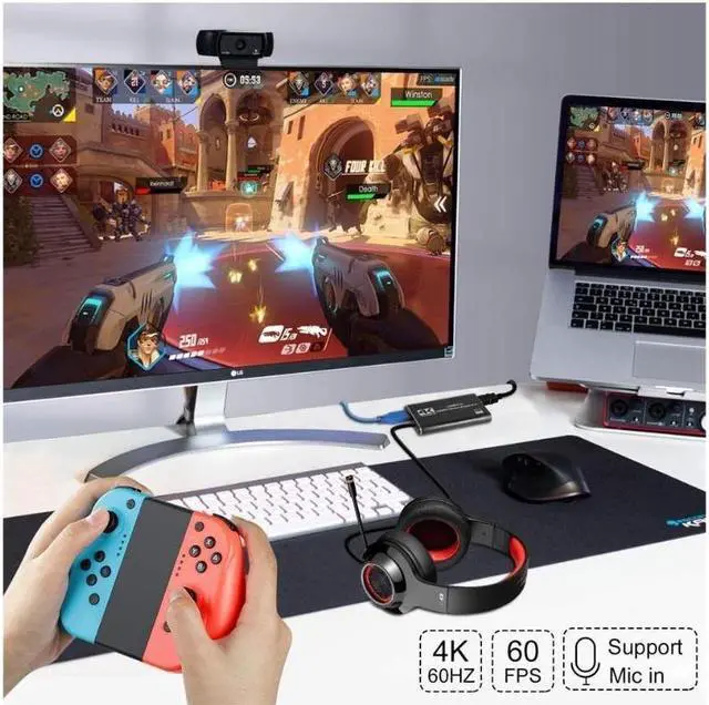 Alt view image 5 of 7 - 4K Audio Video Capture Card, USB 3.0 HDMI Video Capture Device, Full HD 1080P 60FPS for Game Recording, Live Streaming Broadcasting-Black