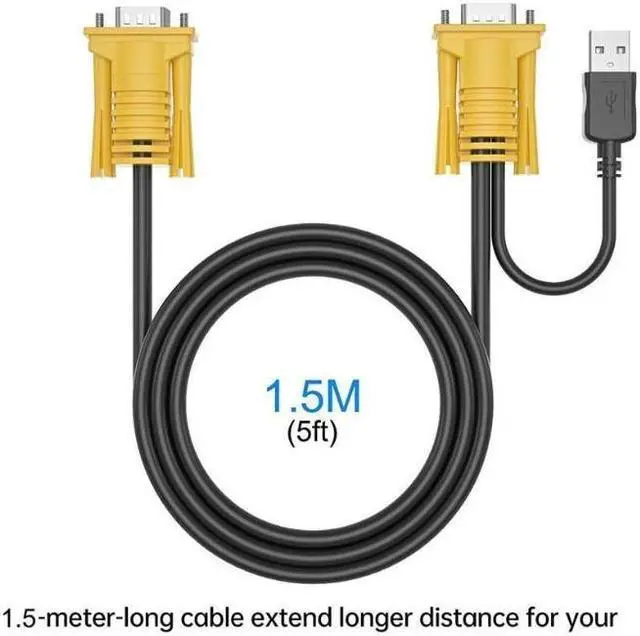 Alt view image 5 of 6 - VGA KVM Cable 5ft, Yinker USB VGA 2in1 KVM Cable for VGA KVM Switch (2pack, 1.5m)