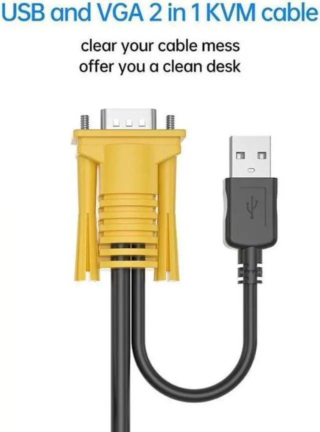 Alt view image 6 of 6 - VGA KVM Cable 5ft, Yinker USB VGA 2in1 KVM Cable for VGA KVM Switch (2pack, 1.5m)