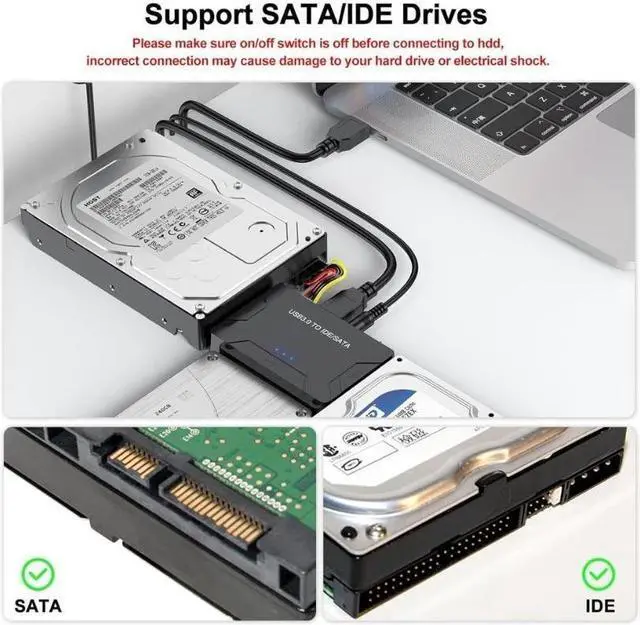 Alt view image 2 of 7 - Hard Drive Reader IDE SATA to USB 3.0 Adapter, USB + Type C External Hard Drive Data Ultra Recovery Converter Kit with Power for 2.5 3.5 HDD ssd Disk 5.25 Inch DVD/CD-ROM Optical Drive