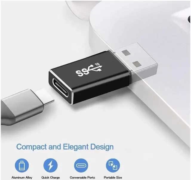 Alt view image 5 of 6 - Updated USB 3.1 GEN 2 Male to Type-C Female Adapter, Support Double Sided 10Gbps Charging & Data Transfer, USB A to USB C 3.1 Converter