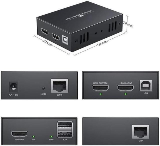 Alt view image 2 of 7 - HDMI KVM USB Extender Transmit 1080p HD Video Over Cat5e/6 Ethernet Cable 50m (164ft) for Mouse and Keyboard Control Remote Signals
