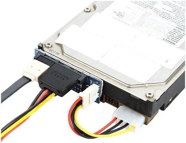 Alt view image 5 of 5 - 3.5" IDE to 2.5" 3.5" SATA HDD Adapter 40Pin IDE Male to 22pin SATA SSD Card with Molex 4Pin to floppy drive power supply cable