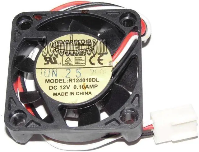 Alt view image 2 of 3 - EVERFLOW 4010 R124010DL 12V 0.1A 3 Wires 3 Pins connector Square DC Fan