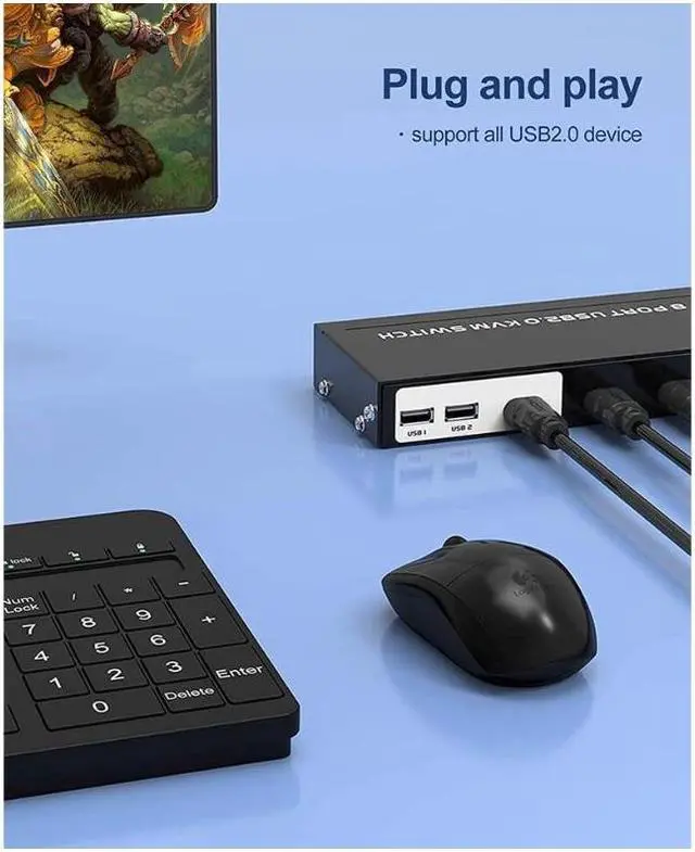 Alt view image 7 of 7 - MT-VIKI 8 Ports KVM Switch HDMI, 4K @30Hz Rack Mount HDMI KVM Switch 8 in 1 Out w/KVM Cables & IR & Desktop Control & 4 USB 2.0 Hub