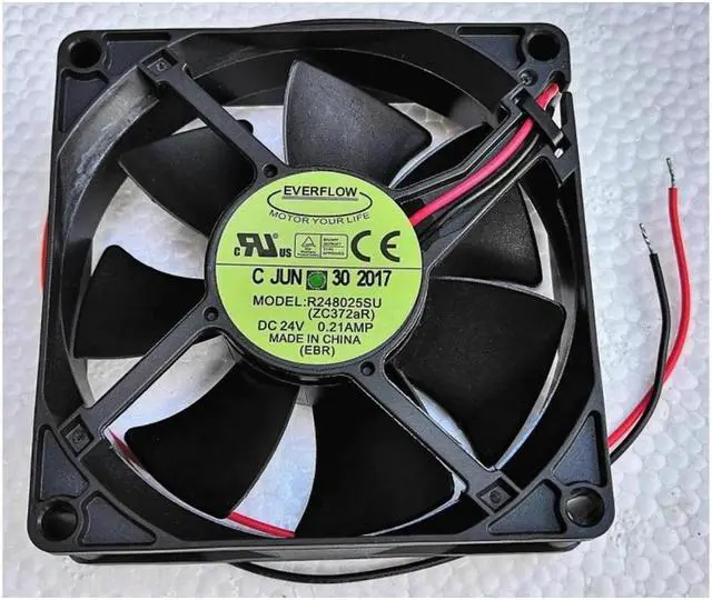 Main image of R248025su Everflow 8025 8cm Fan Hydraulic 2-Wire 80X25mm DC 24V 0.21a Server Cooling Fans