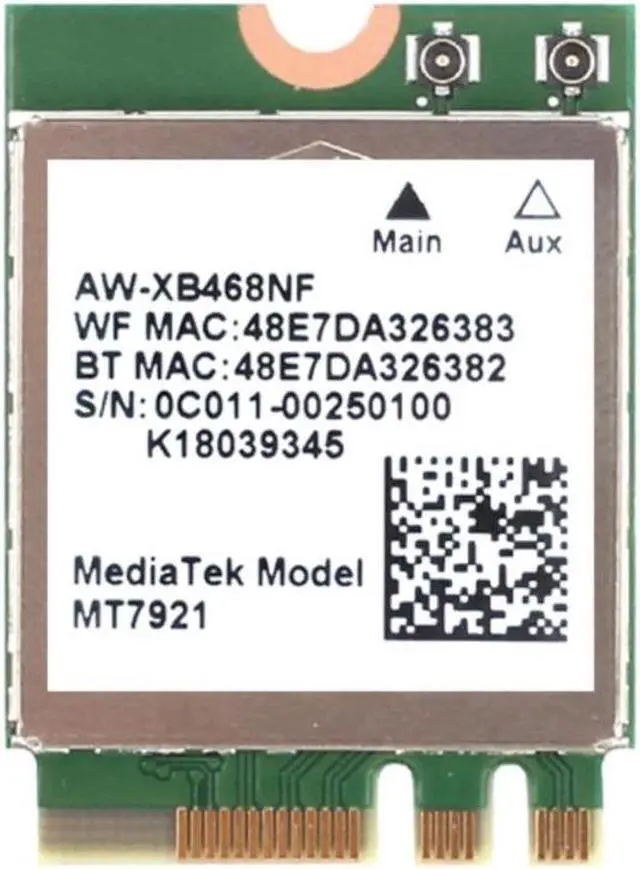 Main image of Wi-Fi 6 MediaTek MT7921k MT7921 wifi 6 1800M Bluetooth 5.2 wireless WIFI network card NGFF m.2 support windows10 / 11