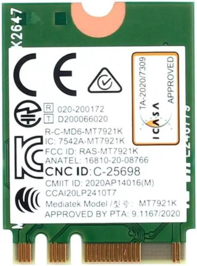 Alt view image 2 of 2 - Wi-Fi 6 MediaTek MT7921k MT7921 wifi 6 1800M Bluetooth 5.2 wireless WIFI network card NGFF m.2 support windows10 / 11