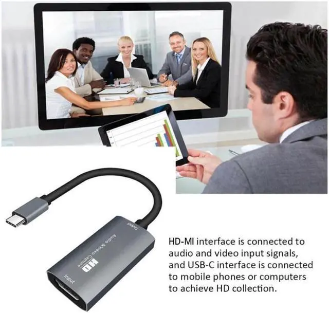 Alt view image 3 of 5 - HD-MI to USB-C Video Capture Card HD 1080P Type C to HD-MI Video Capture Board Game Record Live Streaming Broadcast