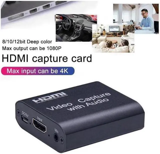 Alt view image 6 of 6 - 1080P 4K HDMI Video Capture Device HDMI to USB 3.0 Video Capture Card with 3.5mm Stereo Output for PC OBS Live Broadcast