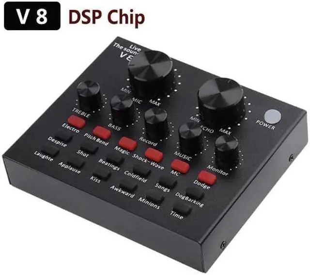 Main image of V8 Sound Card Audio USB 5.0 Headset Microphone Webcast Live Sound Card 18 Sound Effects 6 Modes Sound Card for Phone Computer