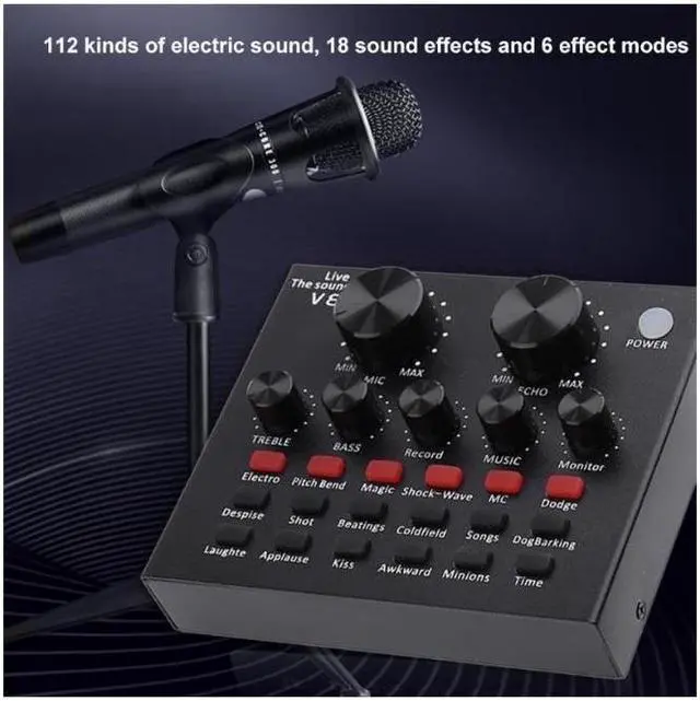 Alt view image 3 of 6 - V8 Sound Card Audio USB 5.0 Headset Microphone Webcast Live Sound Card 18 Sound Effects 6 Modes Sound Card for Phone Computer
