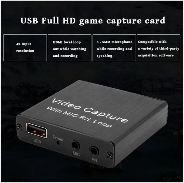 Alt view image 2 of 6 - Portable Video Capture Card Mic In Audio Out 1080p USB 2.0 Video Grabber Record Box for Live Streaming Video Recording